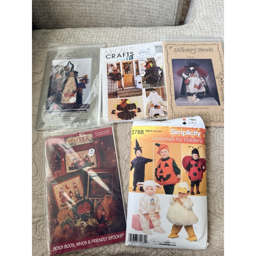 Vintage Halloween Sewing Craft Pattern Lot Ghost , Witch, Costume, Pumpkin